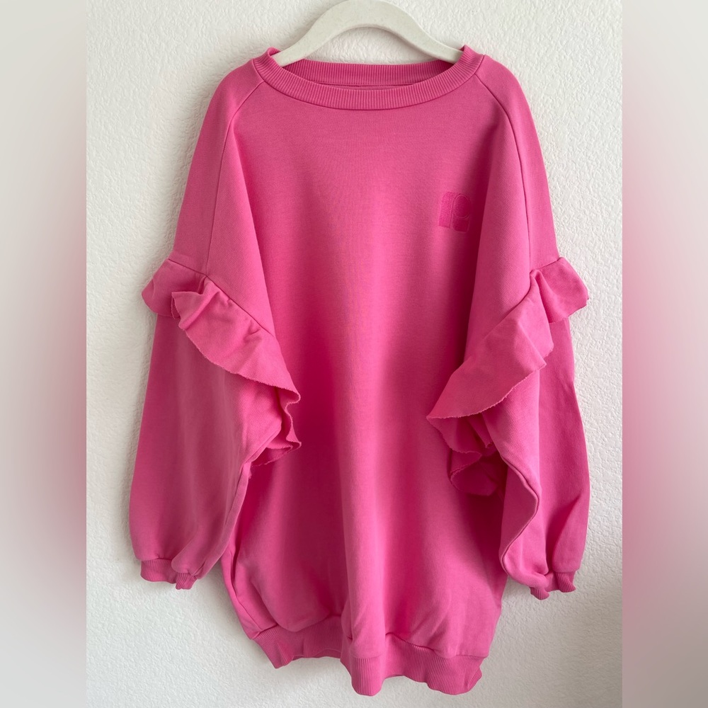 Adorable Pink Ruffle Sleeve Kids Dress